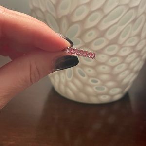 7-stone pink lab diamond 14k white gold ring